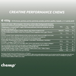 Chemp Creatine Performance Chews 100% Creapure 150serv fresh lemon nutrition facts